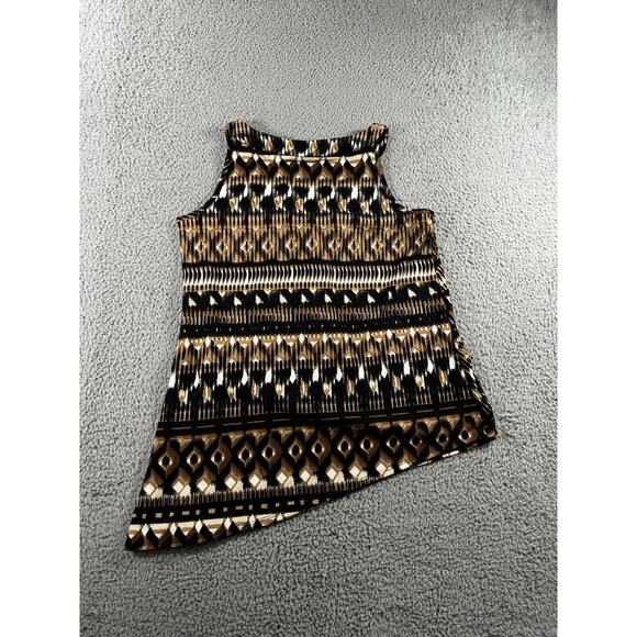 Ny Collection Blouse Women Medium V Neck Asymmetrical Boho Southwestern Aztec - Picture 2 of 7